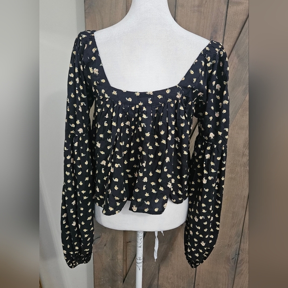 BILLABONG Just Beachy Floral Print Top In Black/yellow Multi. Size Small - Picture 6 of 16